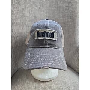 Bushnell Distressed Baseball Cap Hat Mens Brown Curved Brim Adjustable- New!